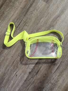 Clear Neon Yellow Baseball/ Softball Vinyl Crossbody Bag